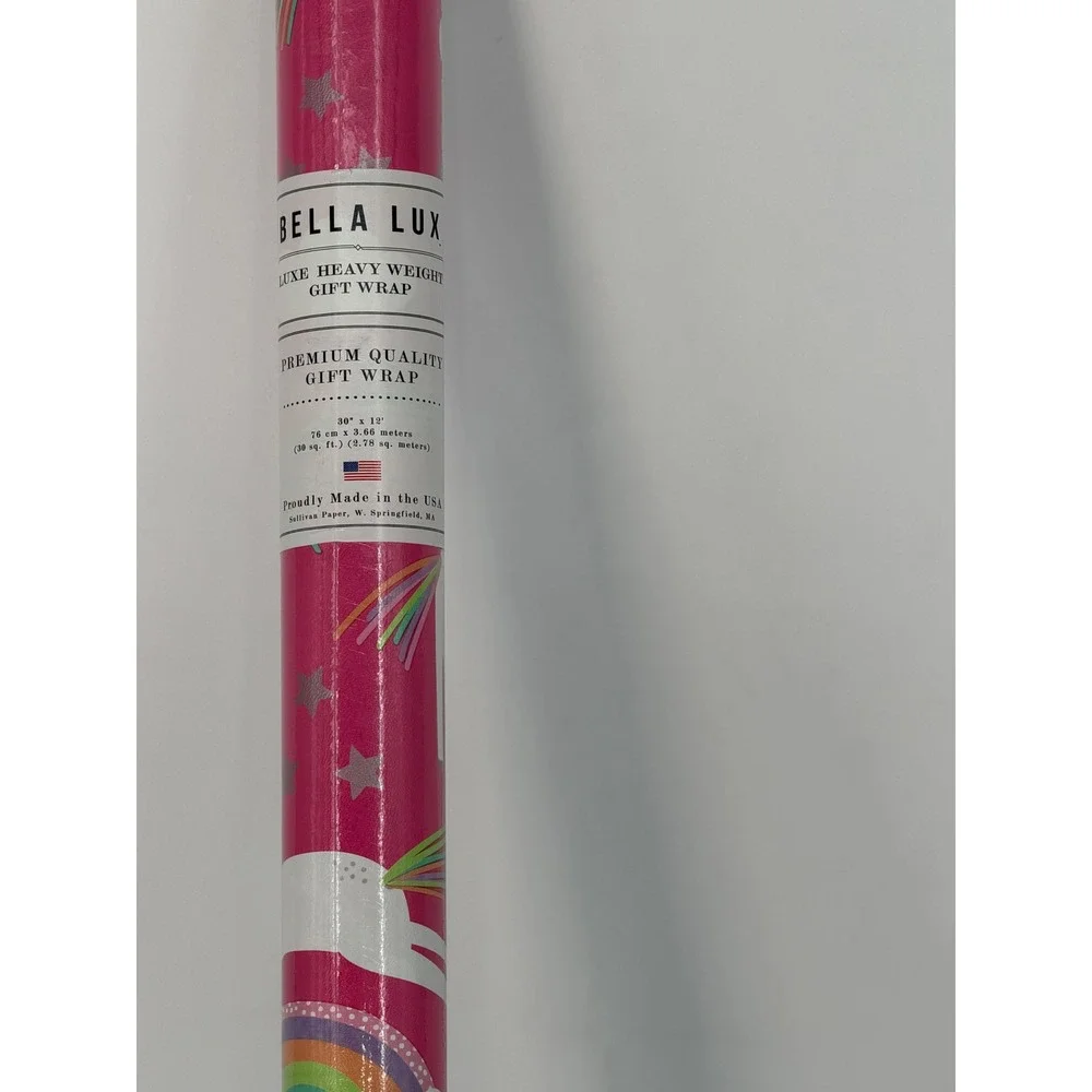 Bella Lux Pink Unicorn Rainbow Gift Wrap Roll Heavy Weight 30 SqFt 109-09